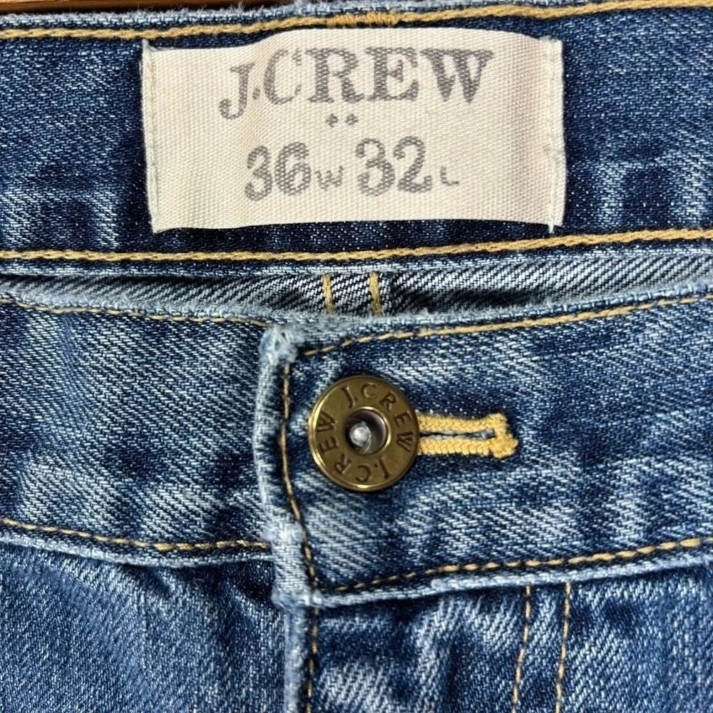 J Crew Jeans 36x32 Mens Straight Leg Baggy Loose Relaxed Wide Whiskering Faded *